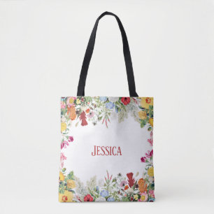 Bolsa Tote Flores Coloridas para Jardins Florais Personalizad