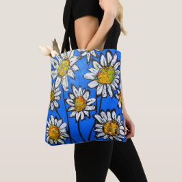 Bolsa Tote Flores com Pedais Brancos