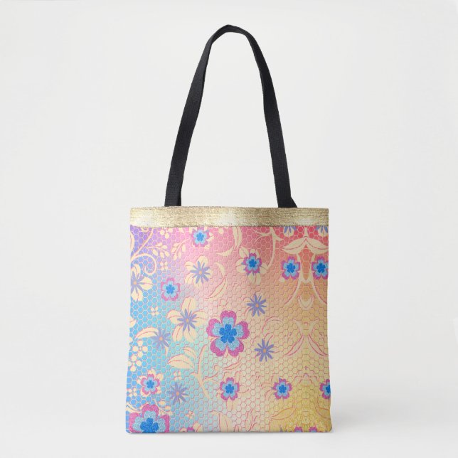 Bolsa Tote flores cor-de-rosa (Frente)