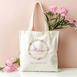 Bolsa Tote Flores Cor-de-Rosa com Monograma Personalizado
