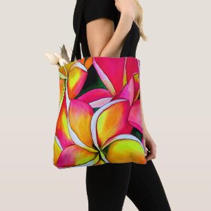 Bolsa Tote Flores cor-de-rosa de néon da arte da praia do