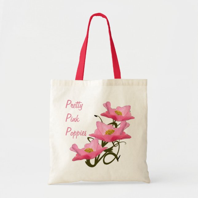 Bolsa Tote Flores cor-de-rosa, ecologicamente reutilizáveis,  (Frente)