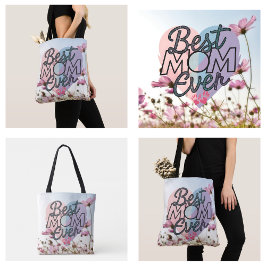 Bolsa Tote Flores Cor-de-Rosa Melhor Mãe do Mundo Feliz Dia d