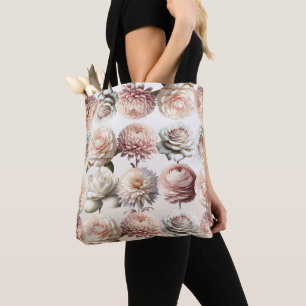 Bolsa Tote Flores Cremosas Brancas Rosa Delicioso Floral Casa