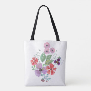 Bolsa Tote Flores da aguarela.
