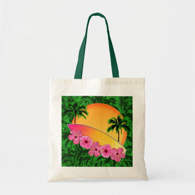 Bolsa Tote Flores da prancha e do hibiscus (Frente)
