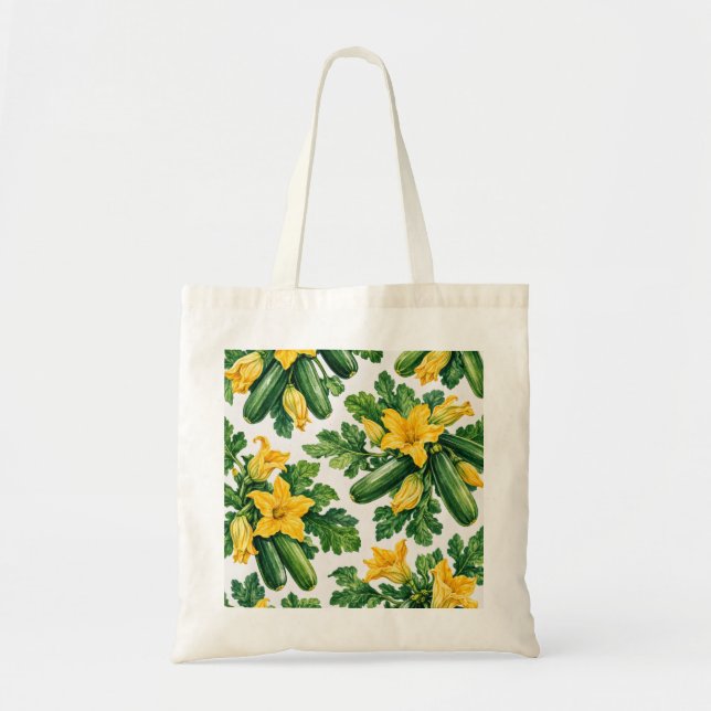 Bolsa Tote Flores de Abobrinha Aquarela Botânica (Frente)