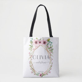 Bolsa Tote Flores de Anêmona Rosa Bonito madrinha de casament