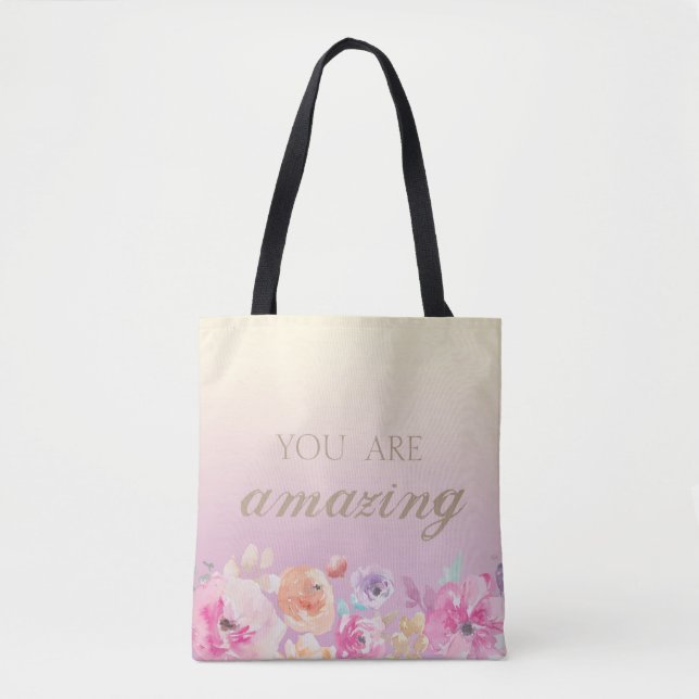 Bolsa Tote Flores de Aquarela Coloridas Adoráveis (Frente)