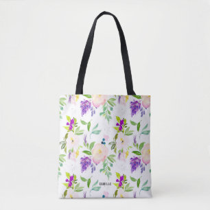 Bolsa Tote Flores de Aquarela de Densidade Peonies e Wister