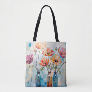 Bolsa Tote Flores de aquarela decorativas
