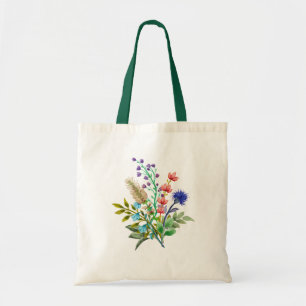 Bolsa Tote Flores de Aquarela Modernas Coloridas Flores de Ve
