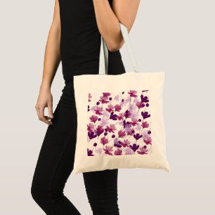 Bolsa Tote Flores de Aquarela Roxas