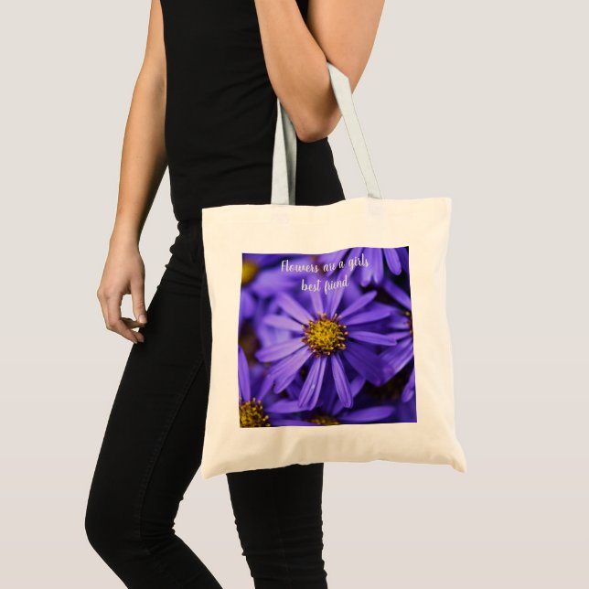 Bolsa Tote Flores De Aster Roxo Belo Sentimento (Frente (produto))