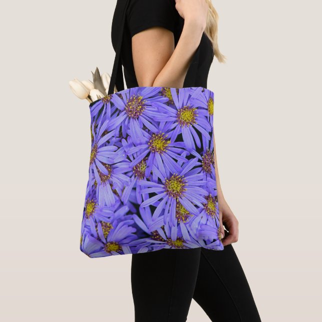 Bolsa Tote Flores de Aster Roxo no Jardim do RHS Wisley (Close Up)