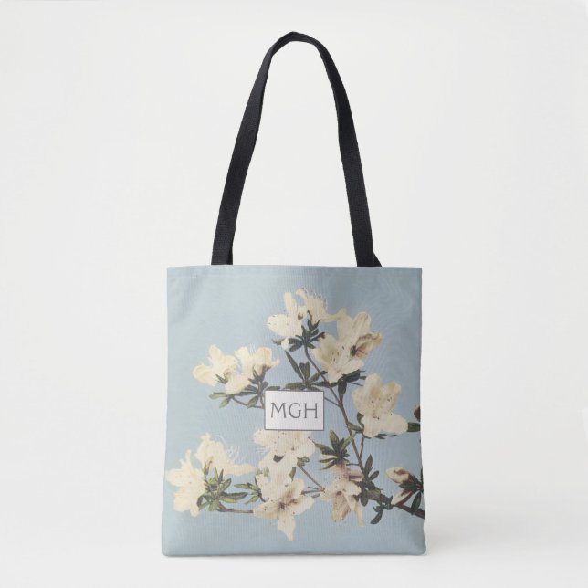 Bolsa Tote Flores de Azaléia Creme Monograma (Frente)