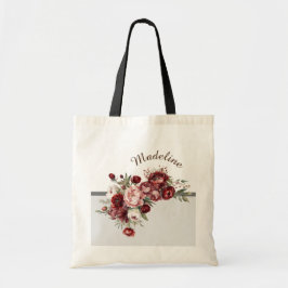 Bolsa Tote Flores de Borgonha Elegantes