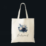 Bolsa Tote Flores de Bridesmaid Azul<br><div class="desc">Flores de Casamento Azul com florais azuis escuros e claros - para madrinha</div>