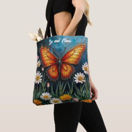 Bolsa Tote Flores de camomila de insetos laranja vívidos