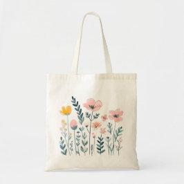 Bolsa Tote Flores de Cartoon Bonitas Aquarela Desenhar de Mão