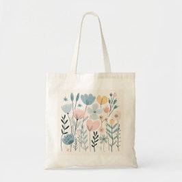Bolsa Tote Flores de Cartoon Bonitas Aquarela Desenhar de Mão