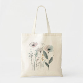 Bolsa Tote Flores de Cartoon Bonitas Aquarela Desenhar de Mão