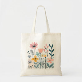 Bolsa Tote Flores de Cartoon Bonitas Aquarela Desenhar de Mão