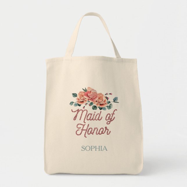 Bolsa Tote Flores de Casamento Antigas Dama de Honra (Frente)