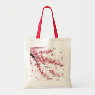 Bolsa Tote Flores de Cerejeira Japonesa monograma Rosa Bege b