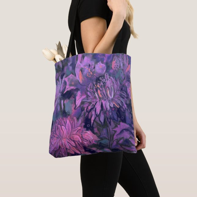 Bolsa Tote Flores De Chrysanthemum Abstrato Violet De Arte Fl (Close Up)