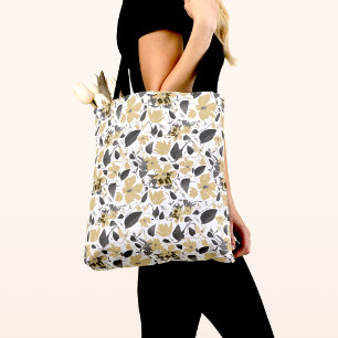 Bolsa Tote Flores de Cinza Amarelo Clematis Vine Comprando