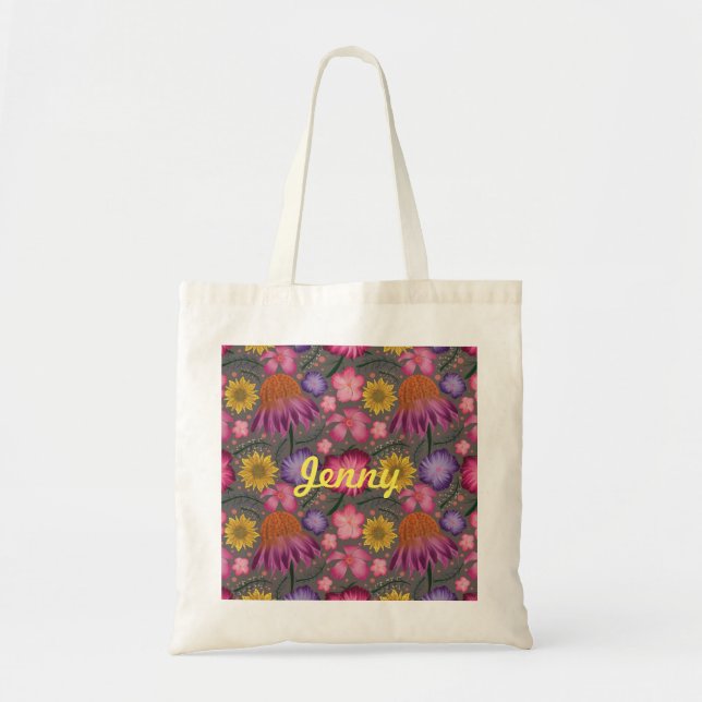 Bolsa Tote Flores de Cinza Selvagem Personalizadas (Frente)