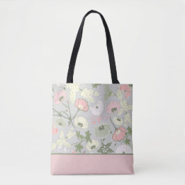 Bolsa Tote Flores de Compro Botânico Verde Rosa