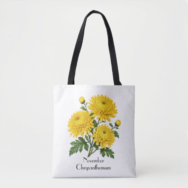Bolsa Tote Flores de Crisântemo de Novembro (Frente)