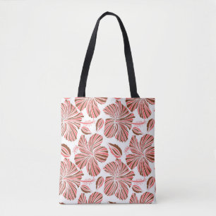Bolsa Tote Flores de hibisco havaianas: estilo tropical marro