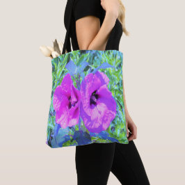 Bolsa Tote Flores de Hibisco Roxo-Roxo-Violeta