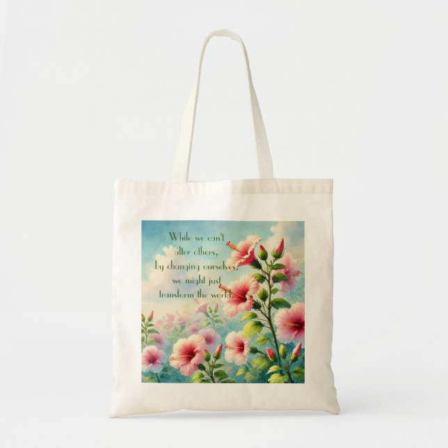 Bolsa Tote Flores de Hibiscus e Cotação (Frente)