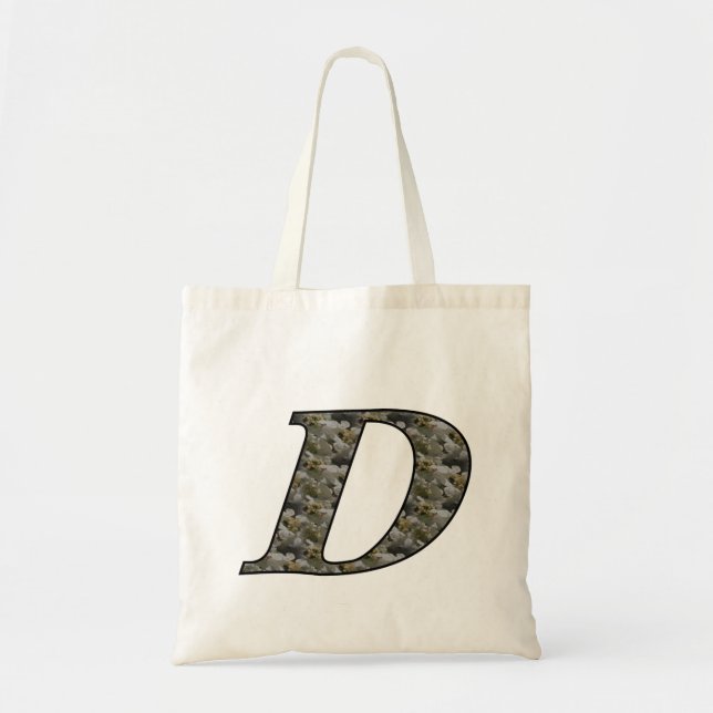 Bolsa Tote Flores de Hortênsia Monograma Inicial D (Frente)