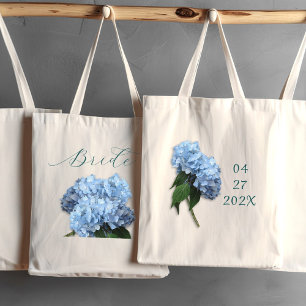 Bolsa Tote Flores de Hydrangea Azuis de Casamento Brides Bag
