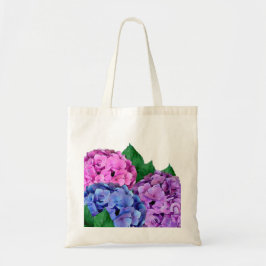 Bolsa Tote Flores de Hydrangea Azul e Rosa