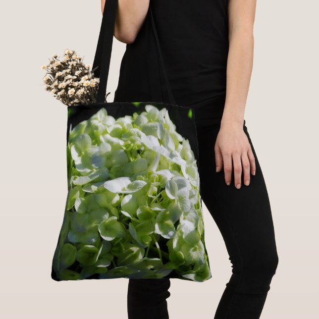 Bolsa Tote Flores de Hydrangeas Verdes (Close Up)