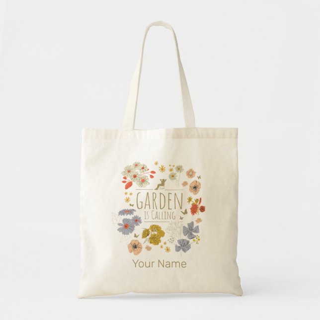 Bolsa Tote Flores De Jardim Botânico Para Jardinagem Mãe E Pa (Frente)