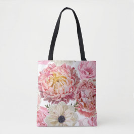 Bolsa Tote Flores de jardim desenhadas à mão.