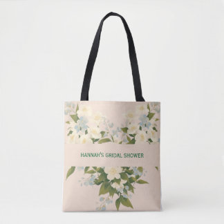 Bolsa Tote Flores de Jasmim na Chuve de Noiva de Arte Tradici