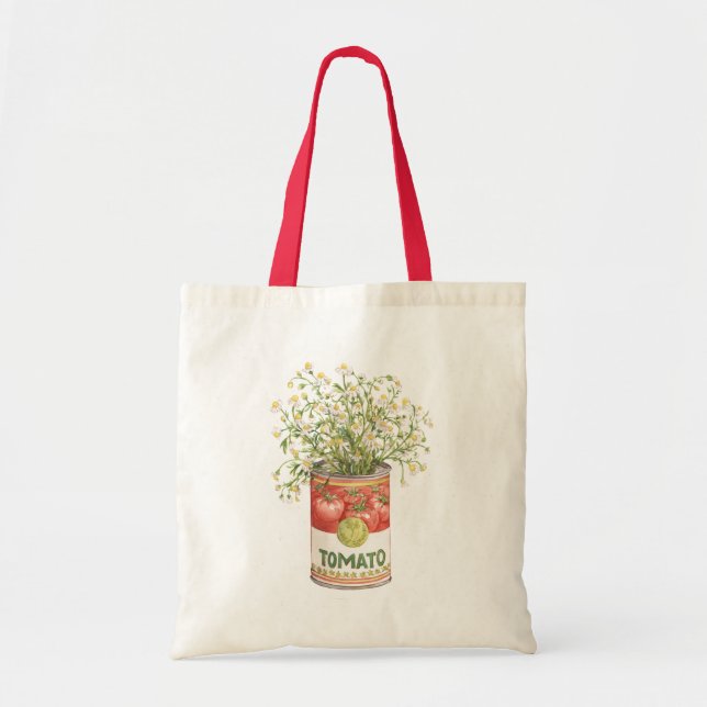 Bolsa Tote Flores de Lata de Tomate (Frente)
