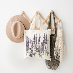 Bolsa Tote Flores de Lavanda de Aquarela