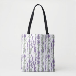 Bolsa Tote Flores de Lavanda em Aquarela