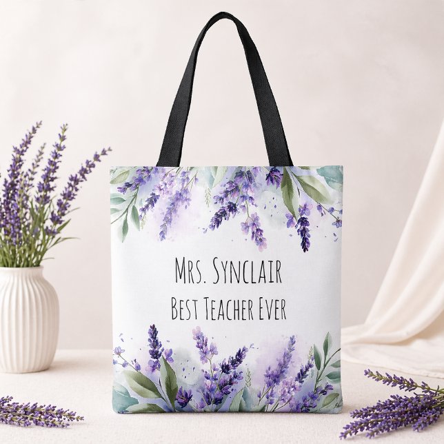 Bolsa Tote Flores de Lavanda Personalizadas Agradecimento ao  (Criador carregado)