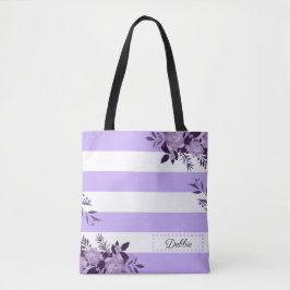 Bolsa Tote Flores De Lavanda Romântica E Saco De Tota De Stri