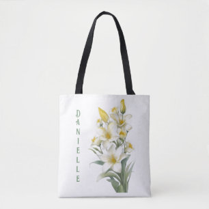 Bolsa Tote Flores de Lily Amarelas Personalizadas